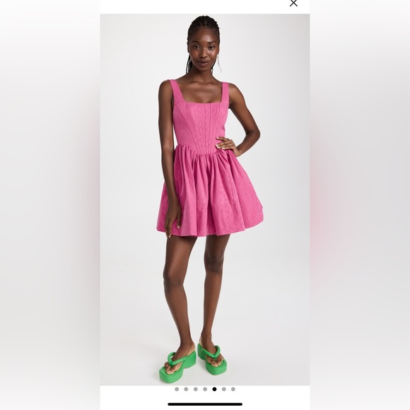 NWT Staud CORAL PINK LANDSCAPE MINI DRESS Size 6 - Picture 2 of 9